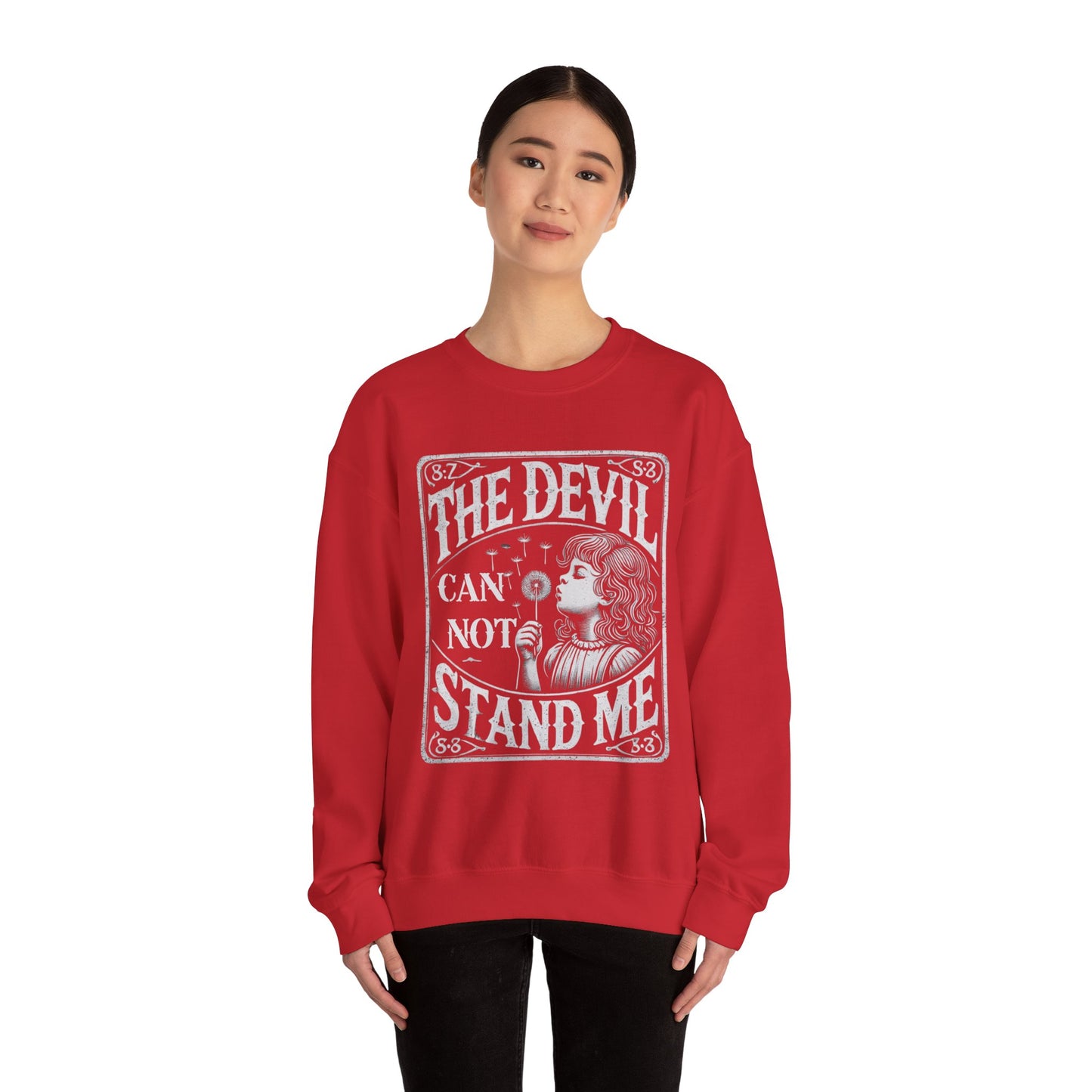 Christian Quote Sweatshirt - The Devil Can't Stand Me - Heavy Blend Crewneck