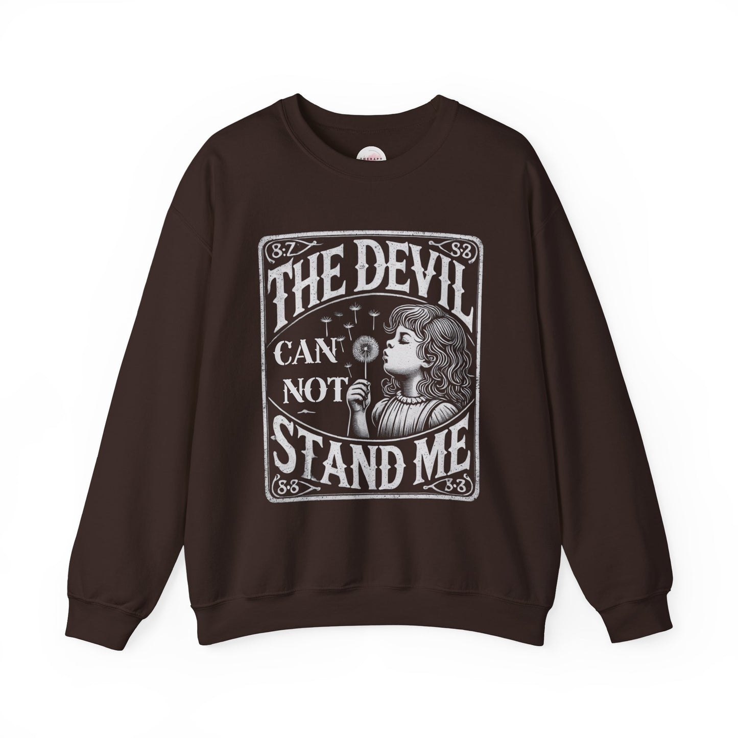 Christian Quote Sweatshirt - The Devil Can't Stand Me - Heavy Blend Crewneck