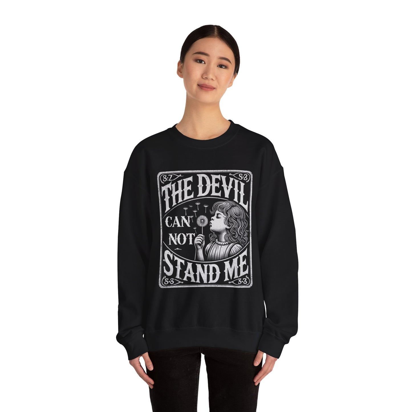 Christian Quote Sweatshirt - The Devil Can't Stand Me - Heavy Blend Crewneck