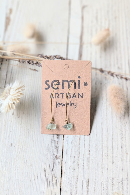 Minimalist Gemstone Drop Earrings